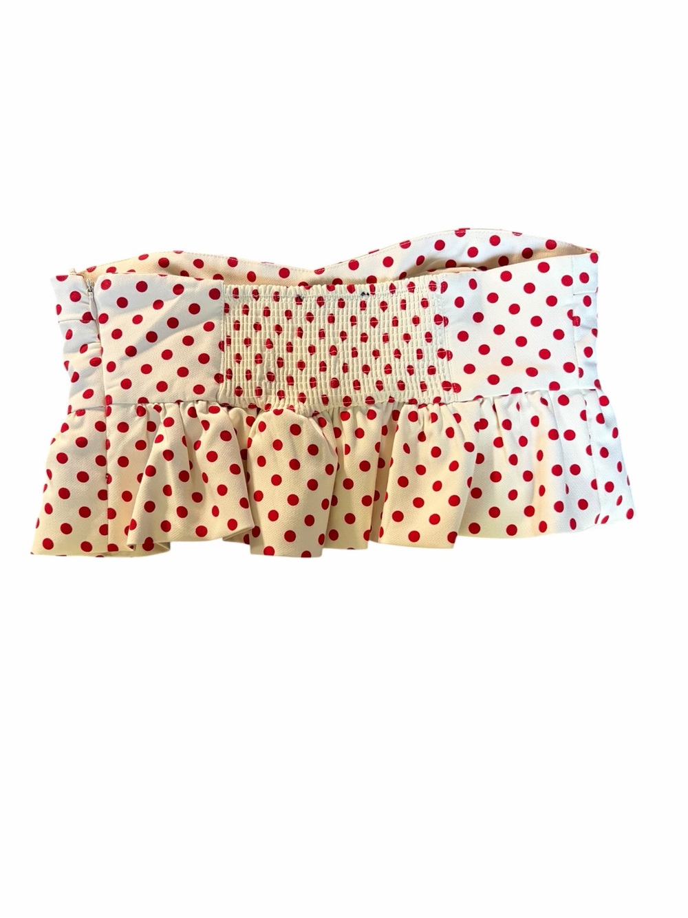 NWT Zara Red Polka Dot Strapless Peplum Crop Top Size S - Game day Style - Picture 7 of 8